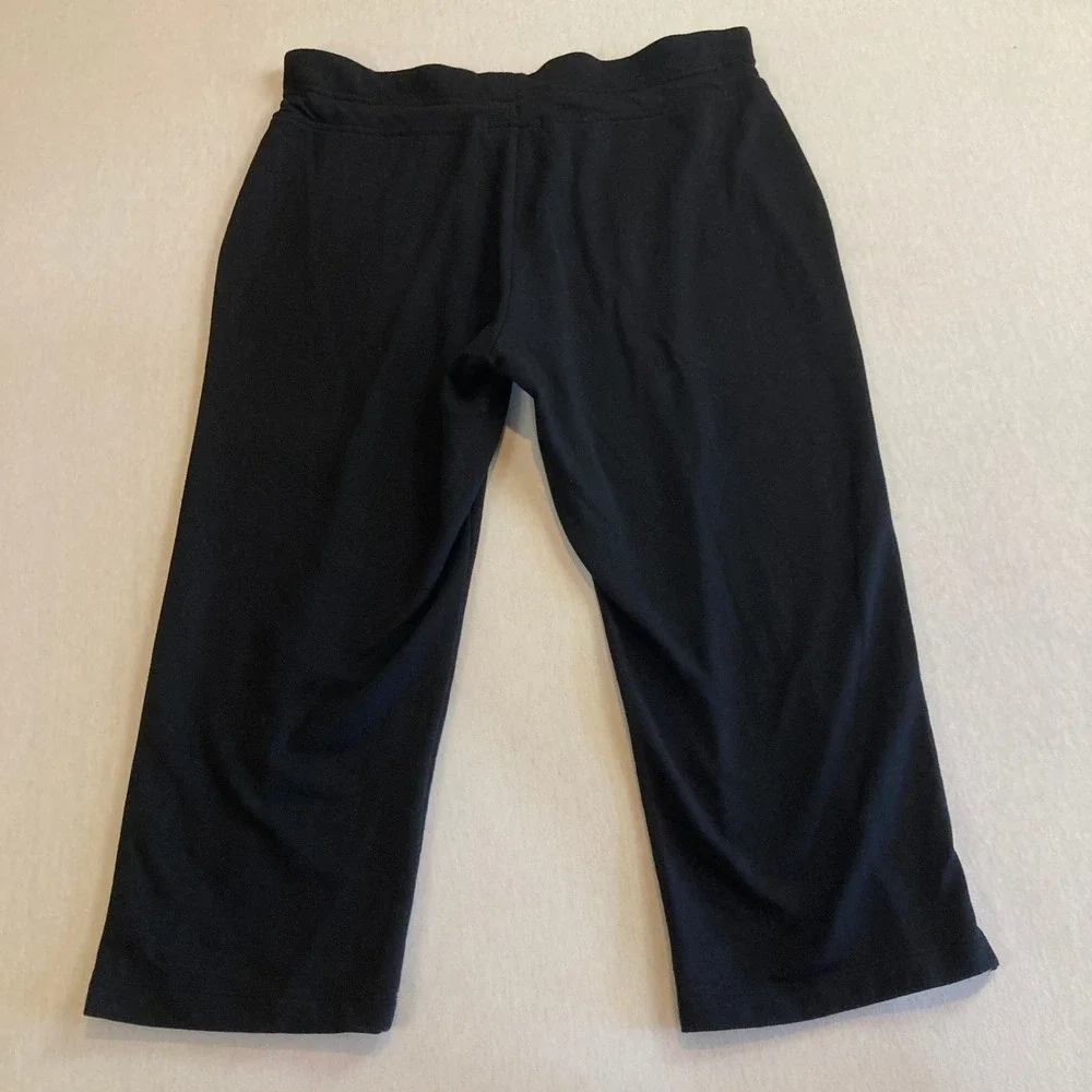 Eddie Bauer Womens M (28x20) Black Crop Drawstring Wide Leg Cotton Stretch